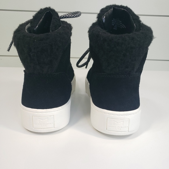 Marc Fisher Summa Women's High Top Sneakers Boots Black Suede Faux Fur New Sz 7 - Picture 5 of 9